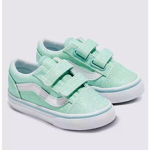 Blue Teal Toddler Old Skool V Glitter Shoe | size 7